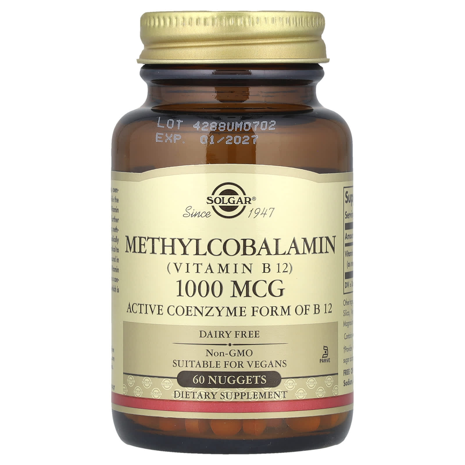 Solgar, Methylcobalamin (Vitamin B12), 1,000 mcg, 60 Nuggets UPC 033984019515 | Hilife Vitamins